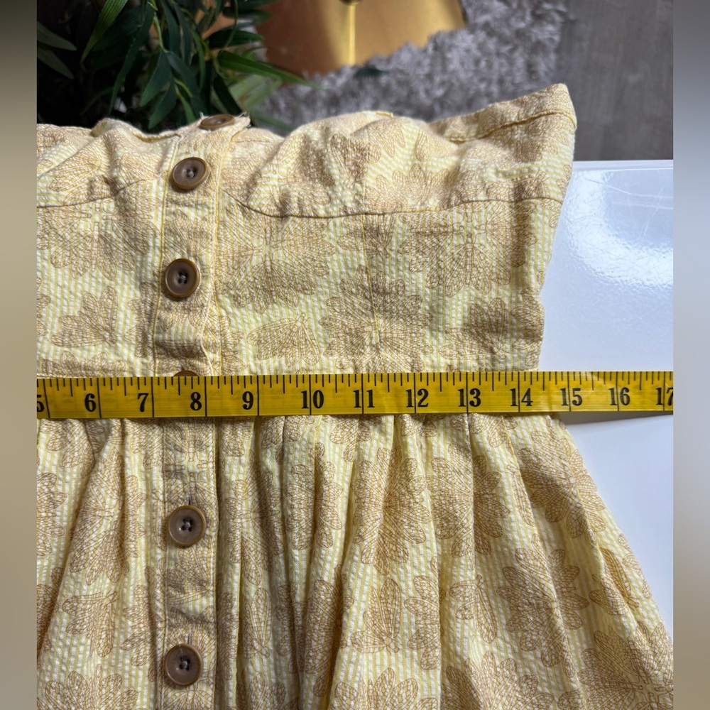 Maeve by Anthropologie Cotton Yellow Seersucker Button-Front Cafe Dress Sz 6 - Picture 12 of 13
